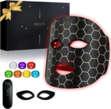 LED Face Mask, Red Light Therapy Mask LED Red Light Face Mask 7 Photon Modes Therapy 288 Beams Comes With Rechargeable Remote Control, for Skin Rejuvenation, Anti-Aging, and Soothing.(7 Lights)