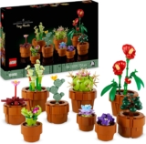LEGO Botanicals Tiny Plants – 9 Potted Artificial Flowers Set for Indoors incl. Faux Cactuses & Red Anthurium – House Warming Gifts & Home Decor – 10329