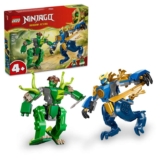 LEGO NINJAGO Jays Dragon Mech Fight – Ninja Toy w/ 2 Action Figures, 2 Minifigures, Katana & Sword – Birthday Gift – 71853