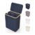 LONBET 150L Double Laundry Basket with Lid, Bamboo Frame Blue