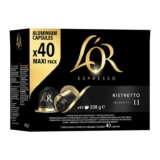 LOR Espresso Ristretto Coffee Pods x40 Intensity 11 (Pack of 5, Total 200 Capsules)