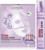 LOreal Paris Glass Skin Duo: Hydrogel Glow Face Mask 4 Pack Glass Skin Liquid Face Cream (50ml) Duo for visible Plump, Smoothed, Glowing Skin, Powered by Hyaluronic Acid, 50ml