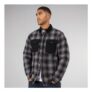 LUKE 1977 Mens Elan Valley Checked Overshirt mid Marl Grey/Black