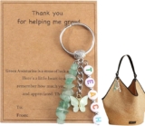 LUVDECO Farewell Gifts for Women, Gratitude Keyring for New Beginnings, Thank You Present for Teacher Coworker Leaving, Retirement Gift with Crystal Charm