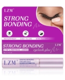 LZM Clear Eyelash Glue Strong Bonding Latex-Free, Formaldehyde-Free Waterproof Lash Glue Easy To Use White Lash Adhesive (5ml)