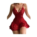 Lace Mesh Babydoll Lingerie with G-String, Adjustable Nightwear