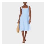 Ladies FC Long Linen Mix Dress Blue