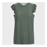 Ladies Thyme Flower Ruffle-Sleeve Top