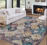 Large Washable Rug for Living Room Vintage Abstract Soft Carpet Non-Slip – Multicolour 200x290cm