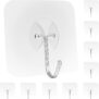Latoxcaa Heavy Duty Adhesive Hooks 10 Pack Nail Free, Strong Wall Hooks 22lb(Max), Waterproof & Reusable Hook for Hanging for Kitchen, Bathroom and Office, Utility Towel Bath Ceiling Hook