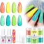 Lavender Violets 12 Pcs Dip Powder Nail Kit 6 Fresh Color Matching Palette Lemon Yellow Light Pink Neon Green Blue Dipping Powder Liquid Set 2 in 1 Base & Top Coat Activator Nail Art Manicure M211