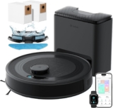 Lefant M2 Plus Robot Vacuum and Mop with Self-Emptying Base, 6000Pa Suction, 75-Day Hands-Free, dToF Laser Navigation, PSD Avoidance, WiFi 2.4G/5G, App/Alexa Control, Black