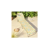 Lemon Print Folding Metal Sunlounger- Yellow