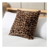 Leopard Print Fleece Cushion, Brown
