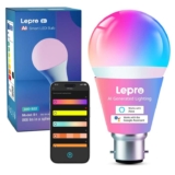 Lepro AI Smart Bulb B22, Music Sync Bayonet WiFi Bulb, Colors Changing Light Bulb Works with Alexa & Google Assistant Sold by Lepro UK / FBA