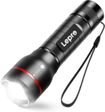 Lepro LED Torch – Super Bright, 5 Modes, Zoomable & Water Resistant – Small, 18650/AAA Battery Powered (Not Included) Flashlight for Camping, Power Cuts, Dog Walking, Cycling & Gift