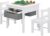 Lestarain Kids Table and 2 Chairs Set, with 2 Storage Boxes, Double-Sided Tabletop, Childrens Table and Chairs, Wooden Play Activity Desk Set for Building Blocks, White Grey