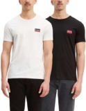 Levis Mens 2-Pack Crewneck Graphic Tee T-Shirt, Sportswear White/Mineral Black, Slim Fit L