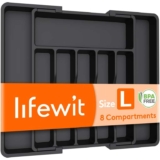 Lifewit Extendable Cutlery Drawer Organiser, 8 Compartments, 33-57 x 38cm, Black – Sold by Lifewit Home UK FBA