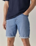 Light Blue Slim Fit Stretch Denim Shorts – Free c&c