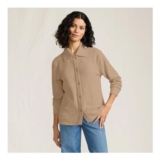 Light Brown Lands End Waffle Knit Collared Jacket