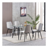 Light Grey Velvet Upholstered Dining Chairs Se T of 4 Lexi