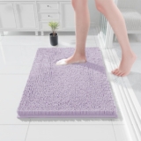 Light PurpleBath Mat, Super Absorbent Bathroom Mat, Machine Washable Non, Slip Anti Mould, Shower Mats with 40 x 60CM, 1 Chenille Microfiber Material for Bath Kitchen Living Room Door Mats