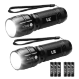 Lighting EVER LE LED Torch Battery Powered (Included), 2 Pack Anti-Slip Aluminium Body – Sold By Lepro UK FBA