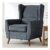 Lily Denim Chenille Wingback Armchair with Wooden Legs