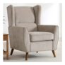 Lily Taupe Chenille Wingback Armchair with Wooden Legs