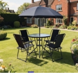 Linea 5-Piece Glass Top Folding Garden Dining Set