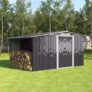 Living and Home 4 x 8 Garden Metal Storage Shed with Log Storage