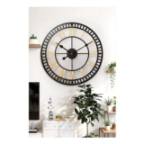 Living and Home 80cm Dia Black Frame Gold Roman Numeral Wall Clock