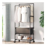 Livingandhome Double Rod Metal Clothes Rack on Wheels