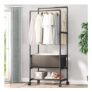 Livingandhome Double Rod Metal Clothes Rack on Wheels