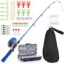 Lixada Kids Fishing Rod and Reel Combo Full Kit 1.5m Telescopic Fishing Casting Rod Spincast Reel Set with Hooks Lures Barrel Swivels Storage Bag