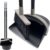 Long Handled Dustpan and Brush Set Broom and Dustpan Set Reduce Bending Tall Lobby Dustpan and Sweeping Brush (Black & Grey)