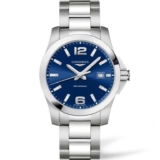 Longines Mens Conquest 41mm Quartz Watch, 300M, 2yr Warranty, WR – Silver / Black / Blue