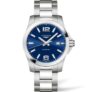 Longines Mens Conquest 41mm Quartz Watch, 300M, 2yr Warranty, WR – Silver / Black / Blue