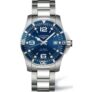 Longines Mens HYDROCONQUEST 41mm Blue Dial Automatic Watch – L37424966 – 5 Year Manufacturers Warranty