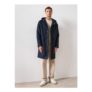 Longline Hooded Parka Jacket – Navy
