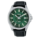 Lorus Mens Automatic Watch with Green Dial and Black Leather Strap RU409AX9 – Sold By GB Watch Shop – With Code