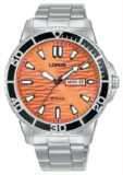 Lorus Sports Diver Day/Date Watch (42mm) Orange Dial / Stainless Steel Bracelet 100m WR – w/Code