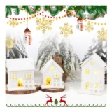 Lotvic LED Christmas Village Houses, 3 PCS Desktop Ornament
