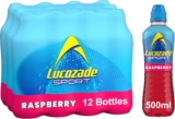 Lucozade Sport Raspberry – 12 Bottles x 500ml – Raspberry Flavour Isotonic Sports Drink – Made with Sugars & Sweeteners – Provides Electrolytes & Carbohydrates – Enhances Hydration & Fuels Performance