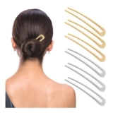 Lusofie 6Pcs French Hair Pins, 2-Prong Twist, Gold & Silver