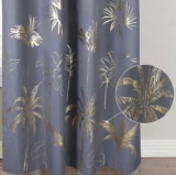 Luxury Blackout Curtains Thermal Lined Palm Leaf Foil Print Eyelet Panels – Grey 4672