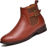 Lvptsh Womens Classic Ankle Boots Side Zipper Leather Chelsea Boots Ladies Walking Booties Low Heel Casual Comfortable Short Booties