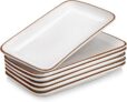 MALACASA Serving Platter, 9.5 Small Serving Dishes, Porcelain Rectangle Serving Plates Set of 6, Sushi Platters, Platters for Serving Food, Dessert, Dishwasher and Microwave Safe, Tara Series