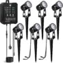 MALORY Garden Lights Mains Powered, 16.5M, 6-in-1 Outdoor LED Spotlight with Transformer, 2700K Warm White, IP65 Waterproof Garden Spike Lights Pathway Lighting for Lawn, Yard, Driveway